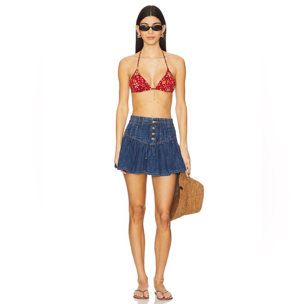 Free People We The Free Roselle Denim Mini Skirt in High Tide Women’s S - Picture 6 of 6
